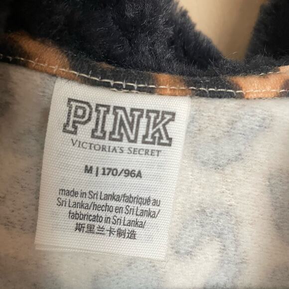 Victoria’s Secret PINK Leopard Print Faux Fur Full Zip Hoodie Women's Medium - Picture 9 of 9